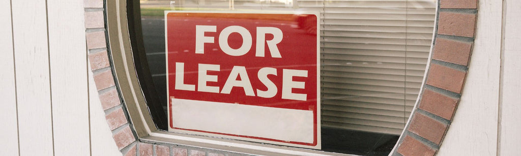 For lease sign in the window of a commercial space