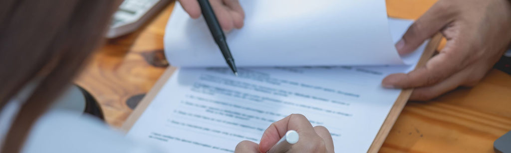 A lawyer pointing out contract terms for a client